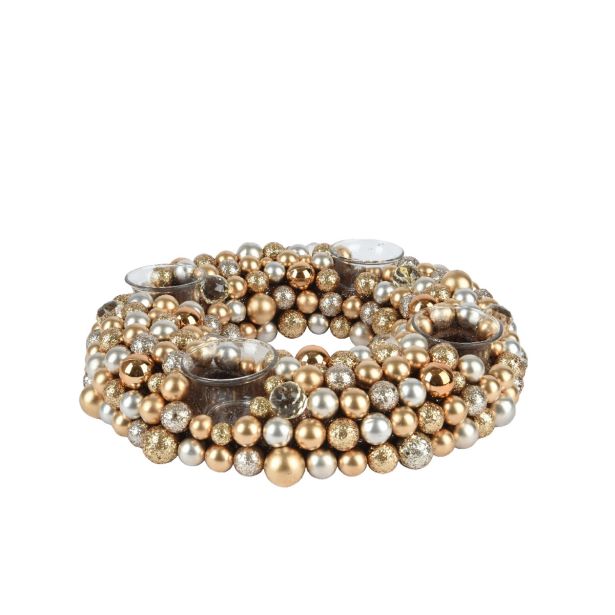 VENČEK DECORIS ADVENTNI ZLATO/SREBRNE S 4 KOZARČKI, FI 33 CM