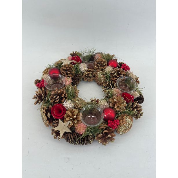 VENČEK GLOSSTYLE ADVENTNI VENČ. NAR. /ZVEZ S 4 KOZARČKI, FI 35 CM