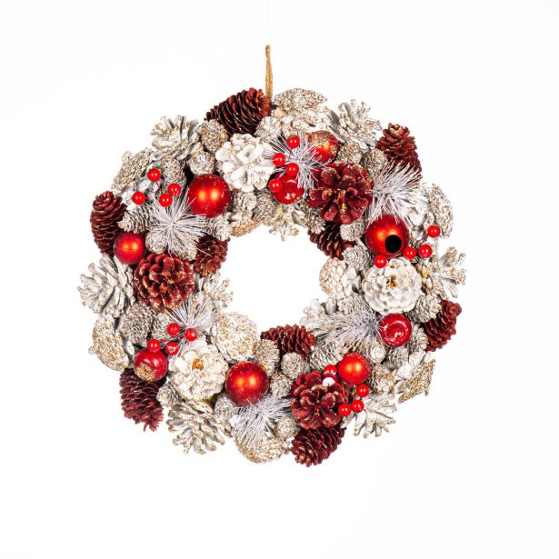 VENČEK GLOSSTYLE BELE IN RDEČE BARVE, L 34X34 CM