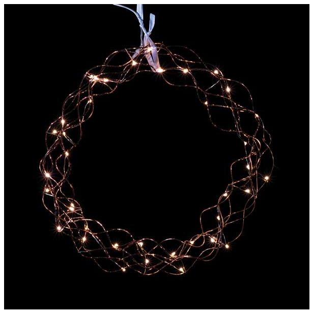 LUČKE MQ VENEC BAKRENI FI 30 CM 40 MINI LED TOPLO BELE