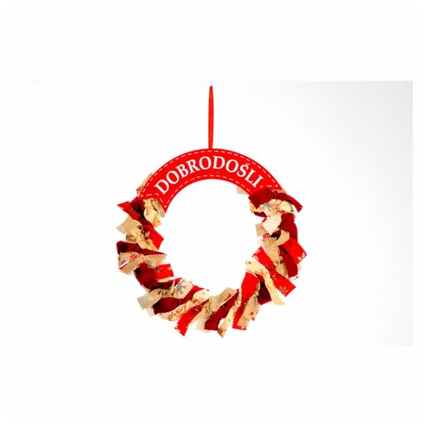 VRATNA DEKORACIJA GLOSSTYLE VENEC FI 30 CM Z NAPISOM DOBRODOŠLI SORTIRANO