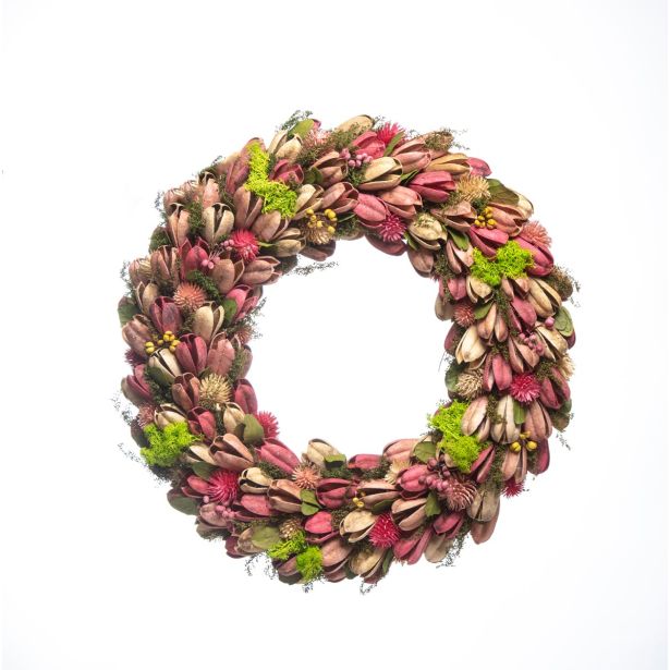 VENEC ZA VELIKO NOČ IZ NARAVNIH MATERIALOV V ROZA IN NARAVNI BARVI