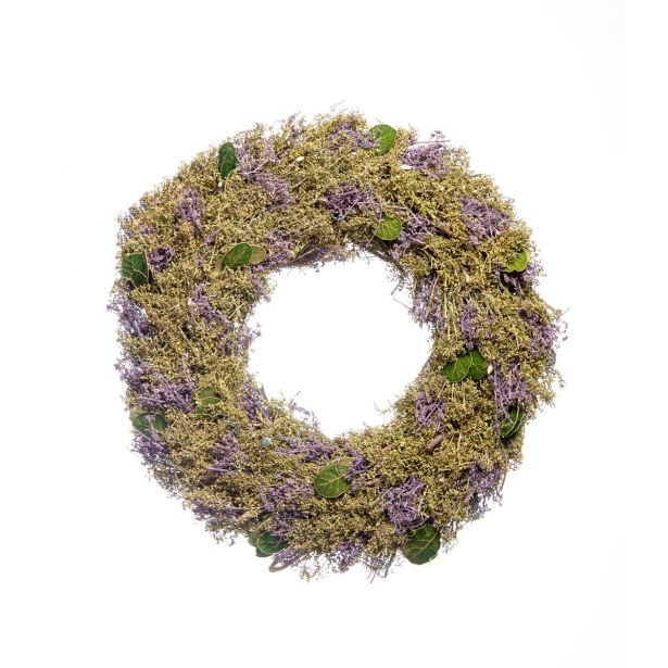 VENEC ZA VELIKO NOČ IZ NARAVNIH MATERIALOV V VIJOLIČNI IN ZELENI BARVI