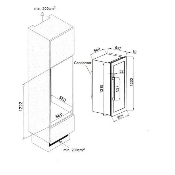 VGRADNA HLADILNA VITRINA AVINTAGE AVI82CDZA
