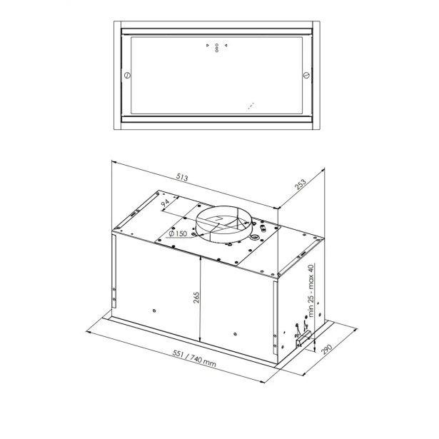 VGRADNA KUHINJSKA NAPA CIARKO DESIGN DUO 74 CM, BELA