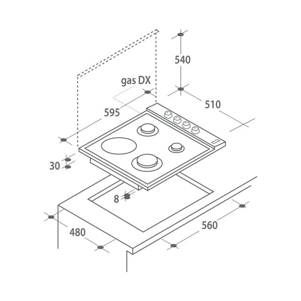 VGRADNA PEČICA + PLOŠČA CANDY CLG 631 SPN + FCP 602N 3 + 1