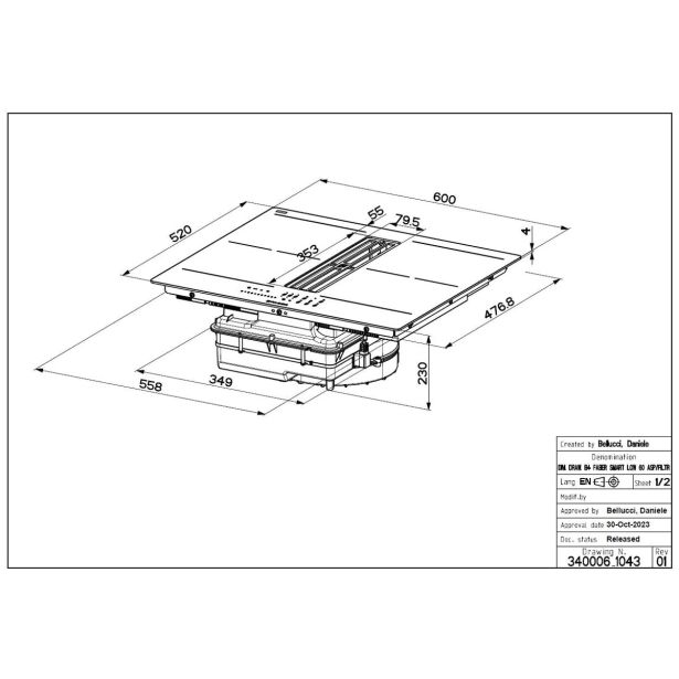 VGRADNA PLOŠČA Z NAPO FABER GALILEO SLIM F600 OBTOČNA