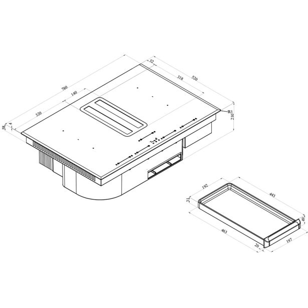 VGRADNA PLOŠČA Z NAPO SICCABO INTEGRALE EVO Z INTEGRIRANO NAPO