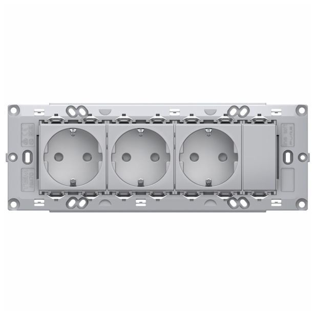 VGRADNI ELEM.ZA KANAL MODUL SET VTIČNIC SREBRN 3X 16A 3X SCHUKO 2P+E 250V 7M ES