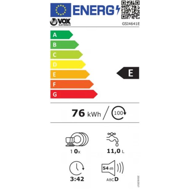 VGRADNI POMIVALNI STROJ VOX GSI4641E