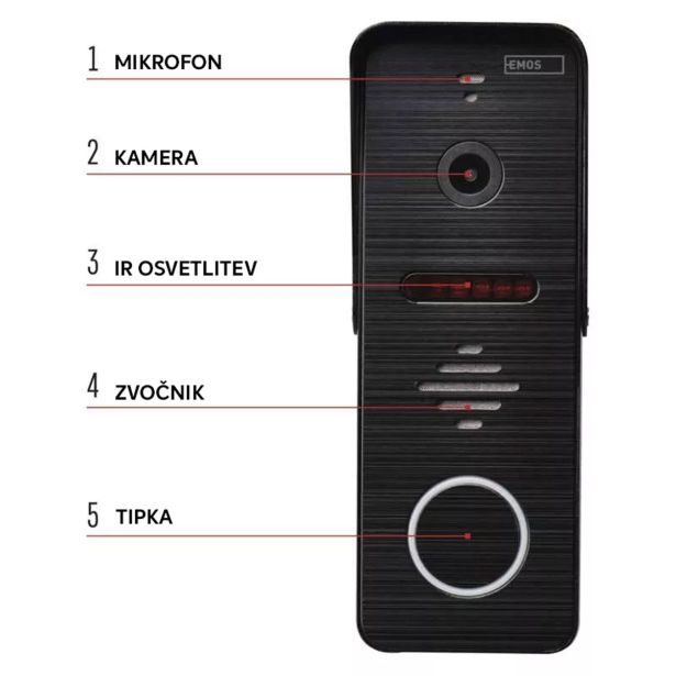 VIDEODOMOFON EMOS EM-10AHD SET DIAGITALNI ZASLON 17.8CM
