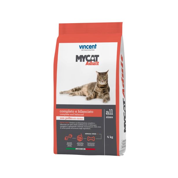 VINCENT MYCAT ADULT ZA ODRASLE MAČKE, Z OKUSOM PIŠČANCA, 4 KG