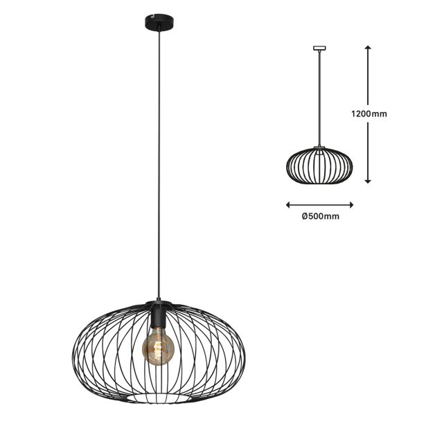 VISEČA SVETILKA BRILONER BLACK LIGHT 1XE27 CAGE