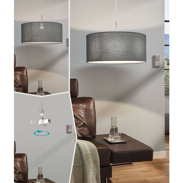 VISEČA SVETILKA-LESTENEC EGLO 31577 PASTERI '530 SIVA TEKSTIL