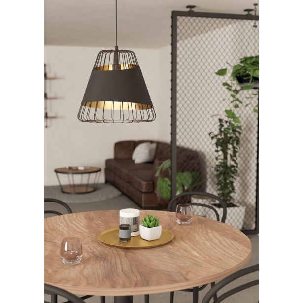 VISEČA SVETILKA-LESTENEC EGLO AUSTELL 1X60W E27 FI430 ČRNA/ZLATA