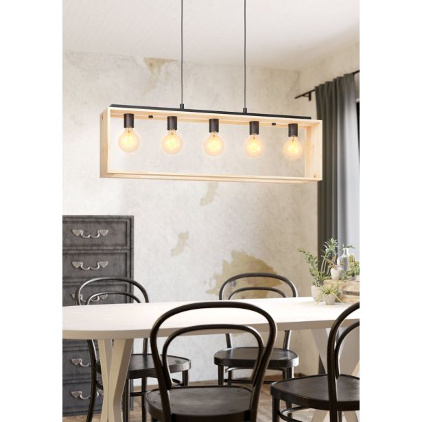 VISEČA SVETILKA-LESTENEC EGLO FAMBOROUGH 5XE27 LES