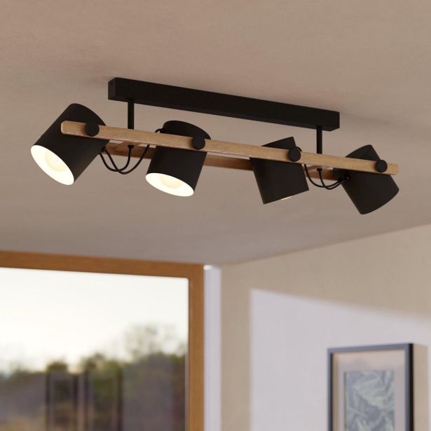 VISEČA SVETILKA-LESTENEC EGLO HORNWOOD 4XE27 LES / ČRNA