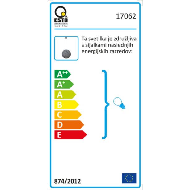 VISEČA SVETILKA-LESTENEC ESTO BALLINA 1X60W E27 D500 SIVA