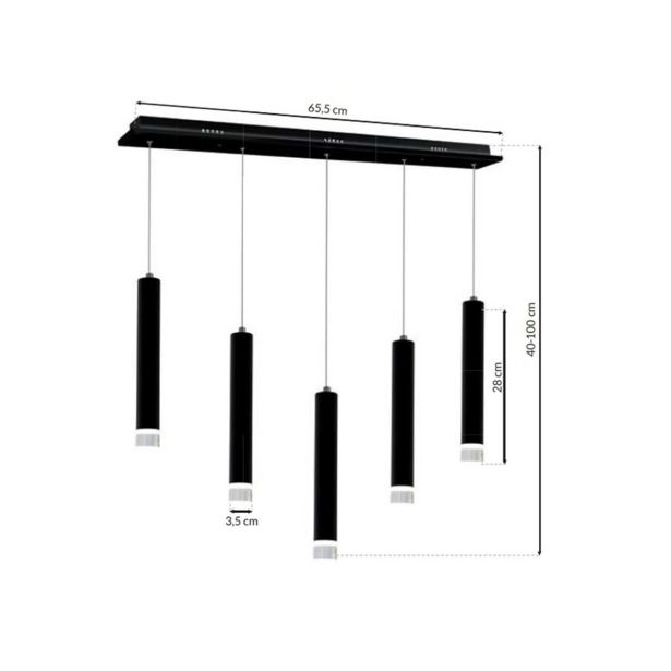 VISEČA SVETILKA MILAGRO CARBON 5X5W LED ML184