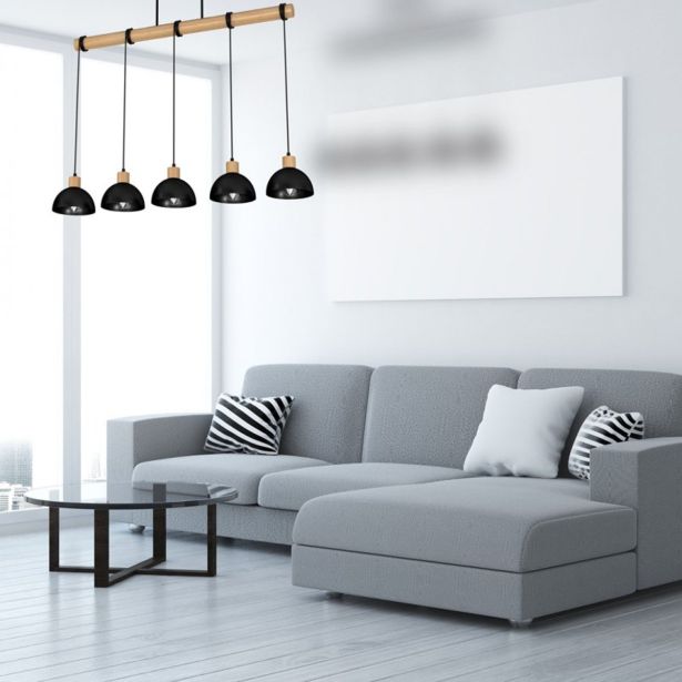 VISEČA SVETILKA MILAGRO ERIK ČRNA/LES 5XE27 MLP7227