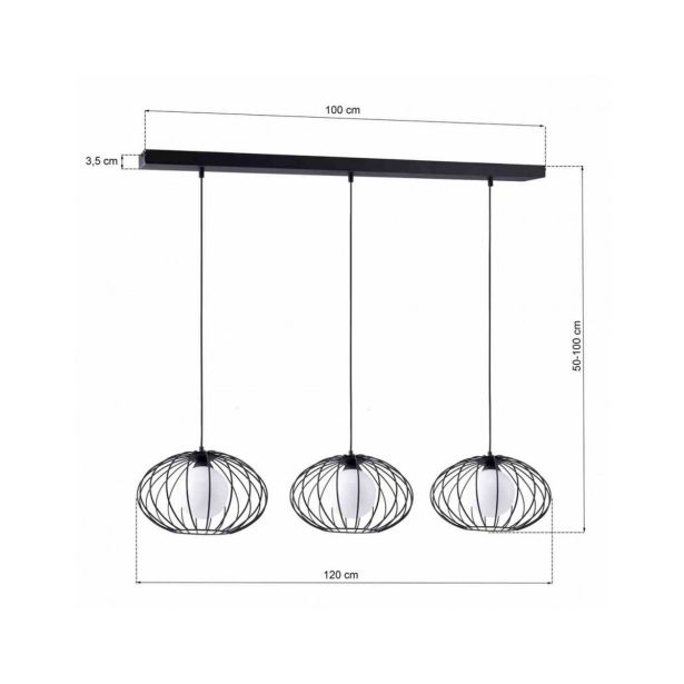 VISEČA SVETILKA MILAGRO KRONOS BLACK 3XE14 MLP4424