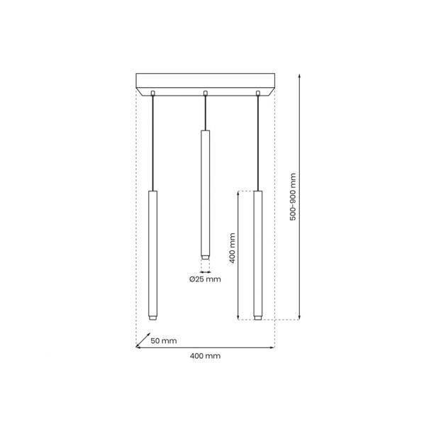 VISEČA SVETILKA MILAGRO MONZA MEDENINA 3XG9 LED MLP8841