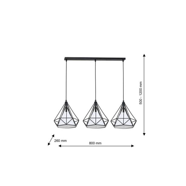 VISEČA SVETILKA MILAGRO TRIANGOLO 3XE27 ML162
