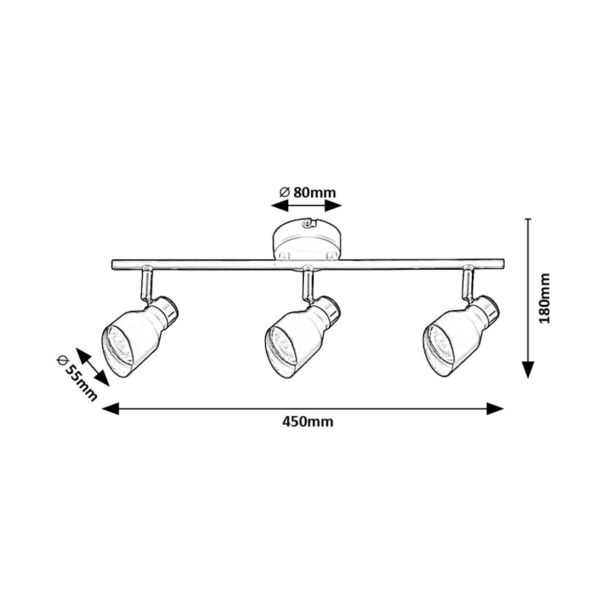 DEKORATIVNI REFLEKTOR RABALUX LILOU GU10 3X25W L45CM
