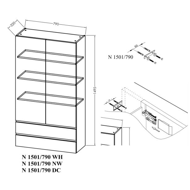 VISOKA OMARICA KOLPA SAN N 1501/790 WH NAOMI VERTIKALNA