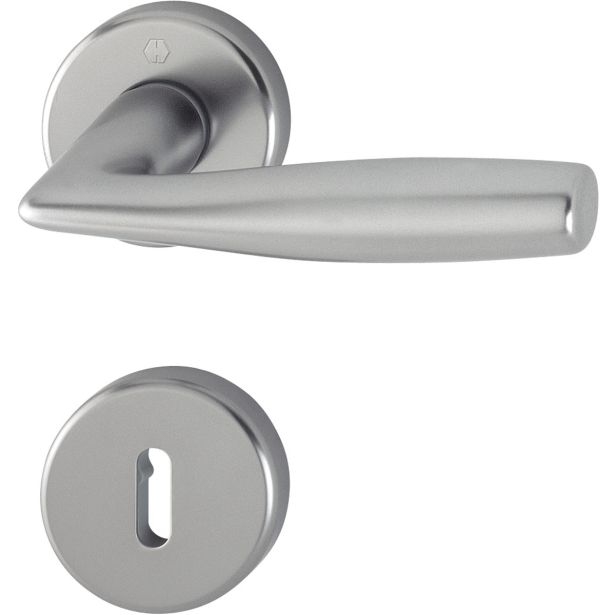 ALU KLJUKA ZA VRATA HOPPE VITORIA Z ROZETO KLJUČ F9