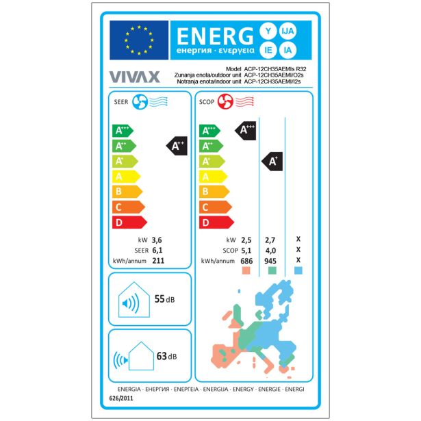 VIVAX KLIMATSKA NAPRAVA ACP-12CH35AEMI R32 3,5 KW+WIFI