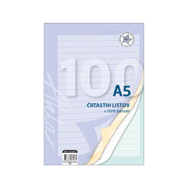 VLOŽNI LIST AKTA A5 100 L ČRTE 9 MM