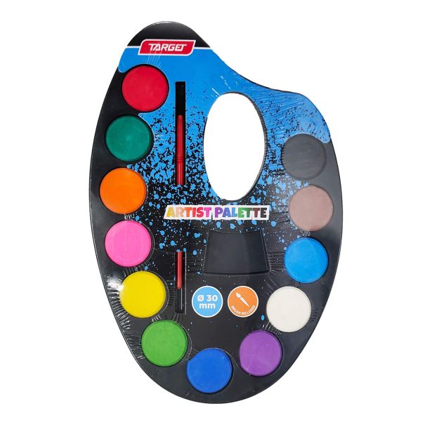 VODENE BARVICE TARGET NA PALETI S ČOPIČEM 12/1 28263