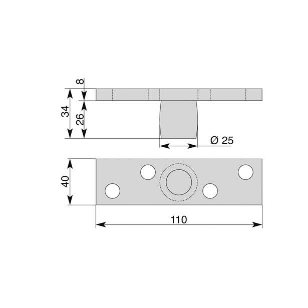 VODILO ZA POMIČNA VRATA SPODNJI DISTANČNIK ZA VODILO 50X50X83X6000