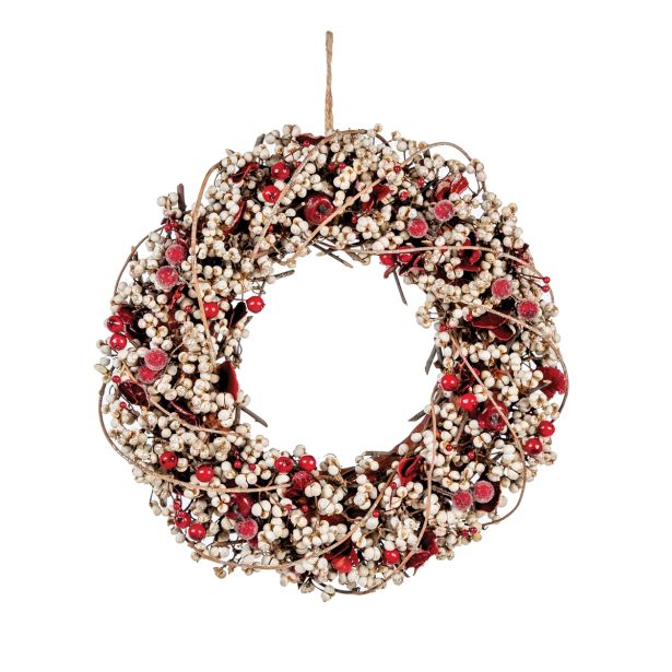 VRATNA DEKORACIJA GLOSSTYLE RDEČI VENEC Z VRVICO PREMERA 33 CM