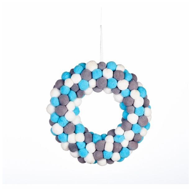 VRATNA DEKORACIJA GLOSSTYLE VENEC TEKSTILNI 23 CM PRMERA MODRE/SIVE/BELE B.