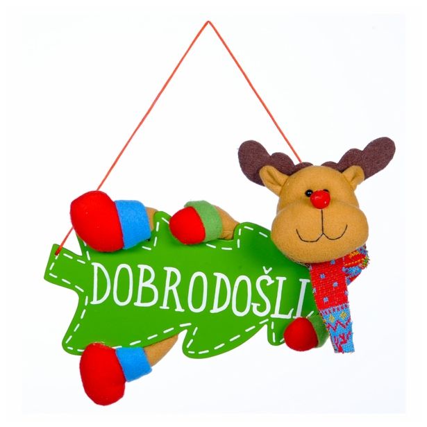 VRATNA DEKORACIJA GLOSSTYLE VISEČA FIGURA 28X18 CM Z NAPISOM DOBRODOŠLI