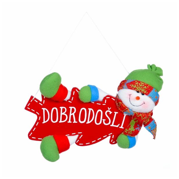 VRATNA DEKORACIJA GLOSSTYLE VISEČA FIGURA 28X18 CM Z NAPISOM DOBRODOŠLI