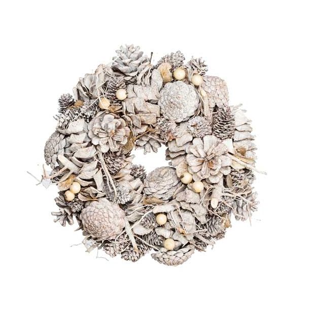 VRATNA DEKORACIJA GLOSSTYLE VRATNI VENEC BELI NARAVNI 26X26X7.5 CM