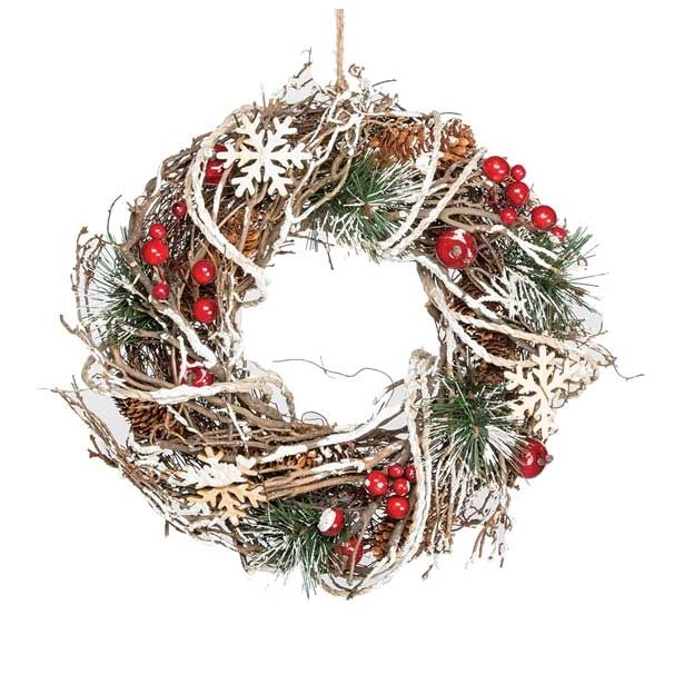 VRATNA DEKORACIJA GLOSSTYLE VRATNI VENEC SREBRNI NARAVNI 26X26X8 CM