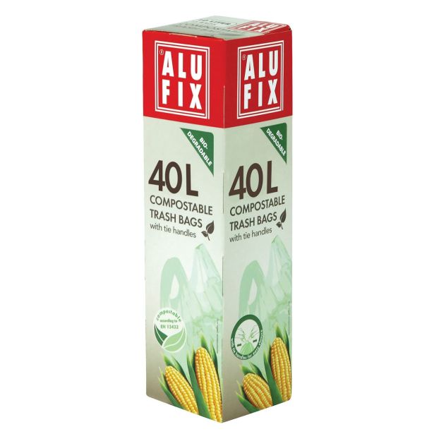 VREČKE ZA SMETI ALUFIX BIORAZGRADLJIVE 40 L 8/1 39X42 CM Z ROČAJI