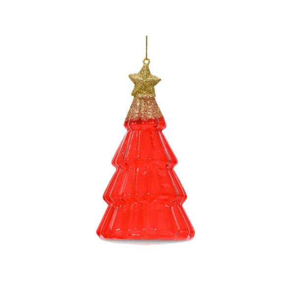 STEKLENA BUNKA DECORIS SMEREKA, RDEČA/ZLATA 12.60 CM, SORTIRANO