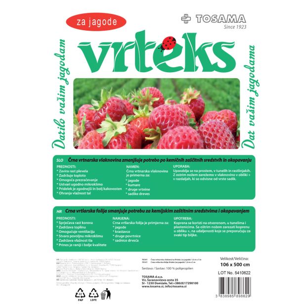 VRTNA KOPRENA TOSAMA VRTEKS ZA JAGODE 106 X 500 CM