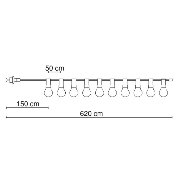 VRTNA LED SVETILKA GLOBO NIRVANA 10XE27 L=4.7M IP44