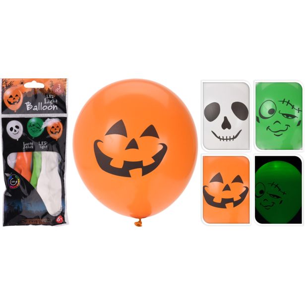 VSE ZA NOČ ČAROVNIC EH BALON Z LED LUČKAMI, 3/1 SORT