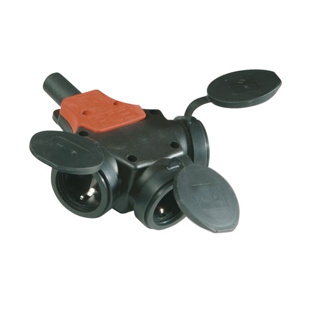 VTIČNICA/SPOJKA ZA KABEL PCE VARNOST TROJNA, 230V IP44 S POKROVČKI, POLYAMID