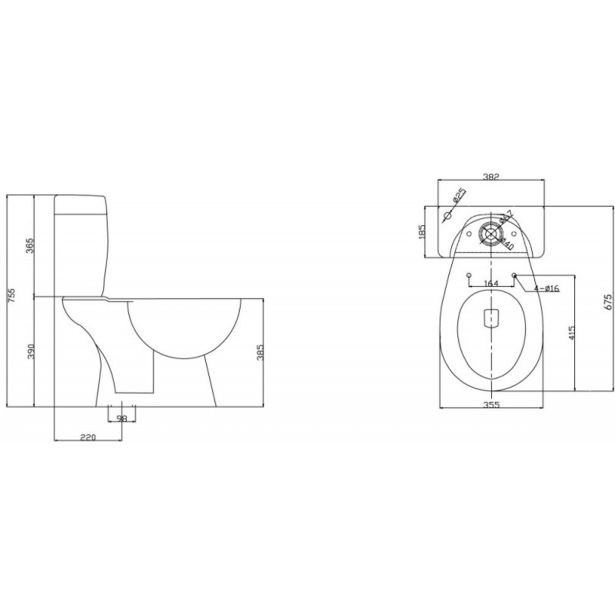 WC ŠKOLJKA, STOJEČA GEPARD INTER CERAMIC WC MONOBLOK TALNI IZLIV, Z WC DESKO