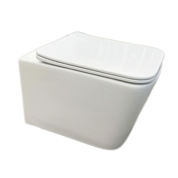 WC ŠKOLJKA, VISEČA FEROTEHNA QUADRA BREZ ROBA Z WC DESKO