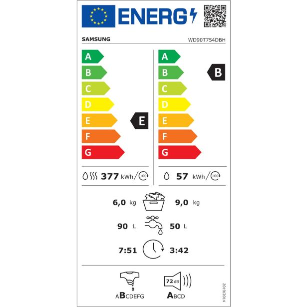 PRALNO-SUŠILNI STROJ SAMSUNG WD90T754DBH/S7