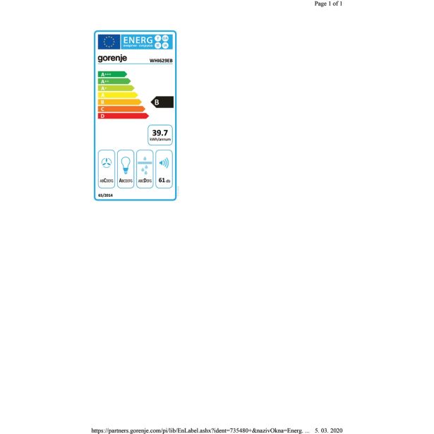 POŠEVNA STENSKA NAPA GORENJE WHI629EB
